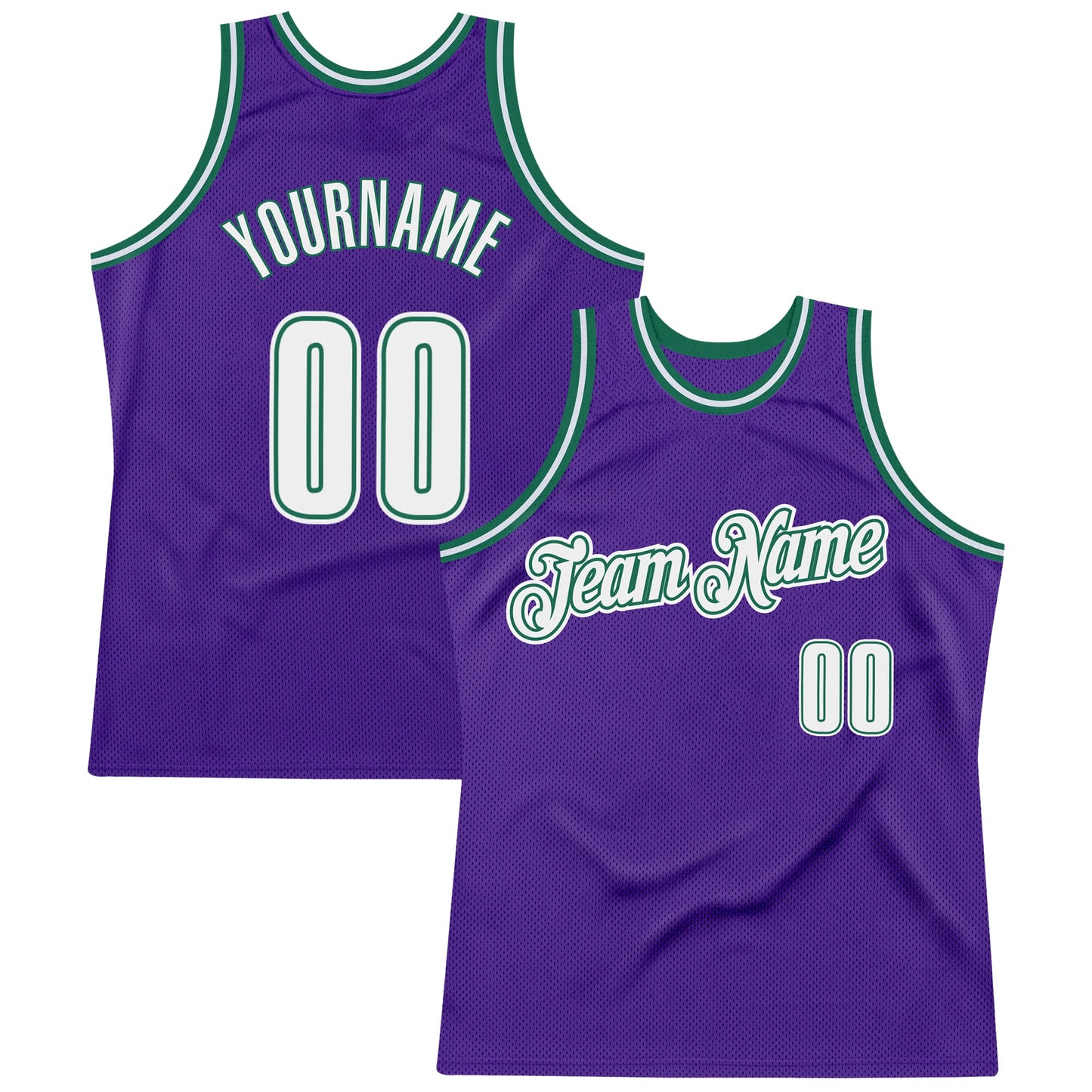 Custom Purple White-Kelly Green Authentic Throwback Basketball Jersey - Sky-Custom