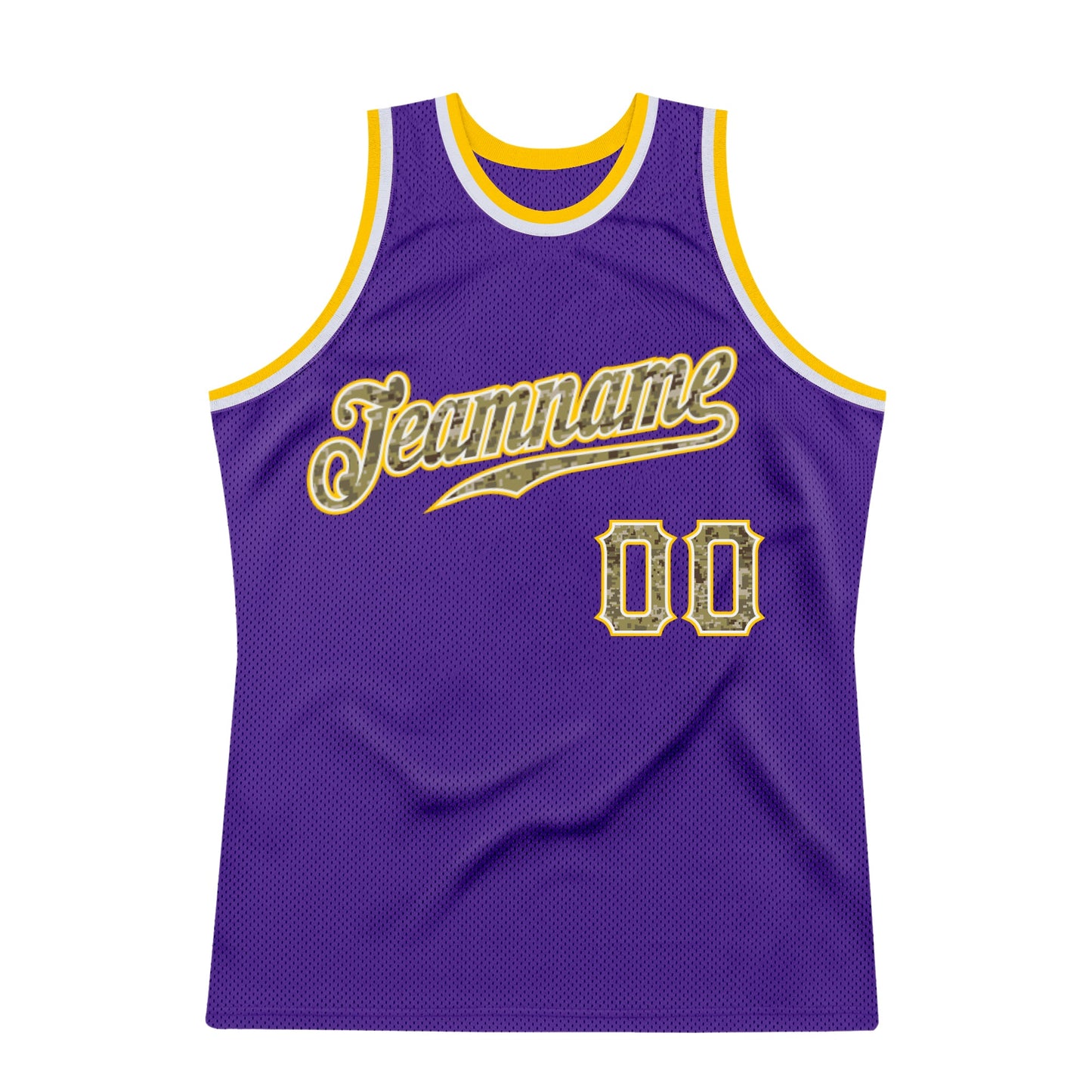 Custom Purple Camo-Gold Authentic Throwback Basketball Jersey - Sky-Custom
