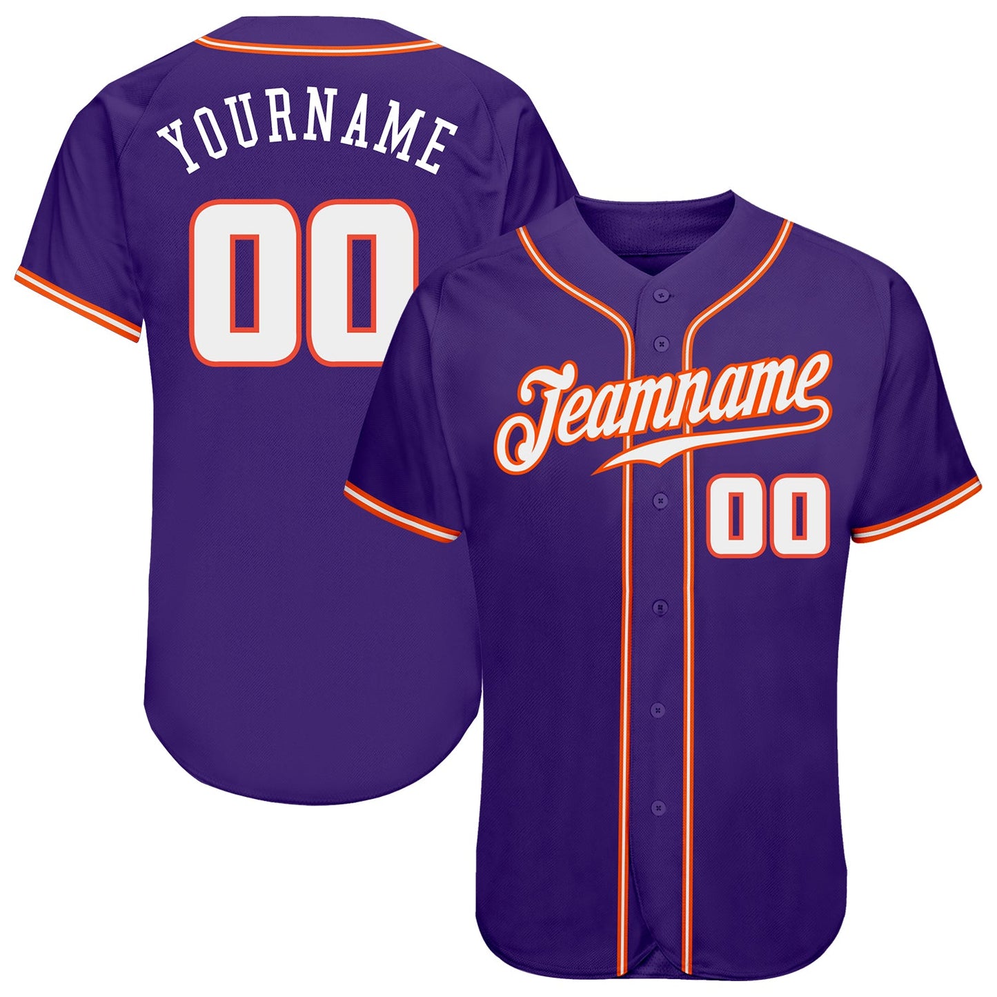Custom Purple White-Orange Authentic Baseball Jersey - Sky-Custom