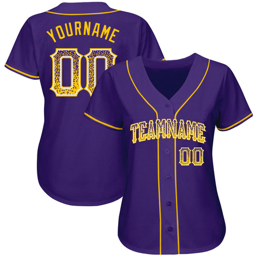Custom Purple Gold-White Authentic Drift Fashion Baseball Jersey - Sky-Custom