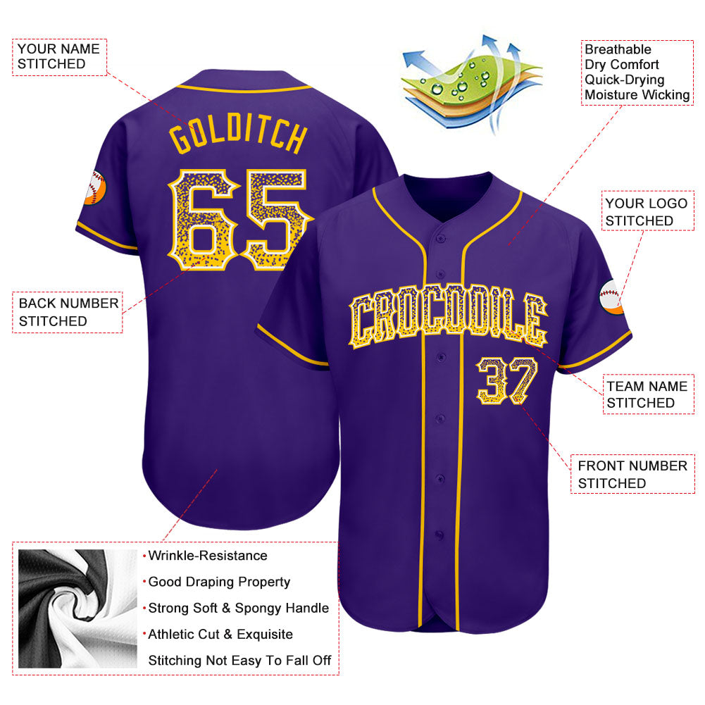 Custom Purple Gold-White Authentic Drift Fashion Baseball Jersey - Sky-Custom