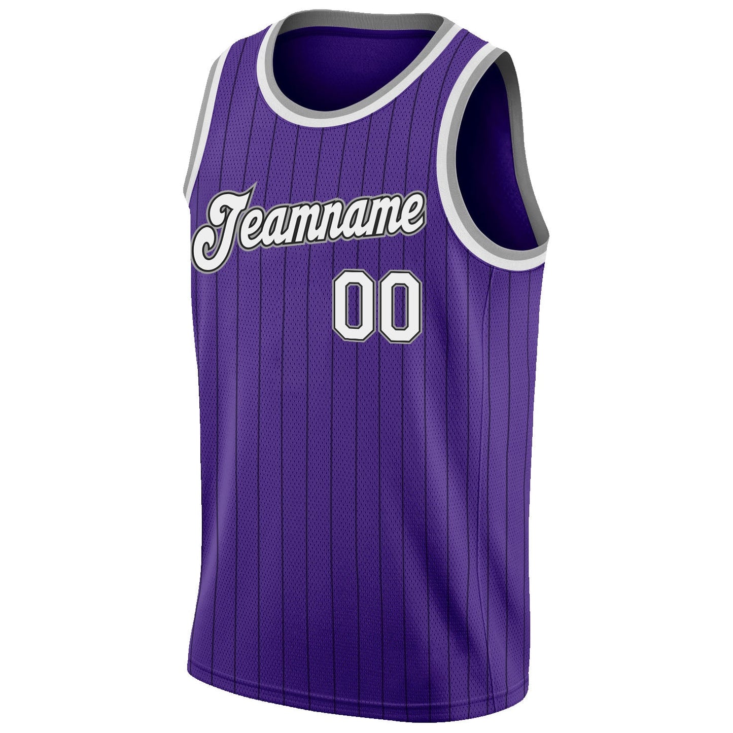 Custom Purple Black Pinstripe White-Gray Authentic Basketball Jersey - Sky-Custom