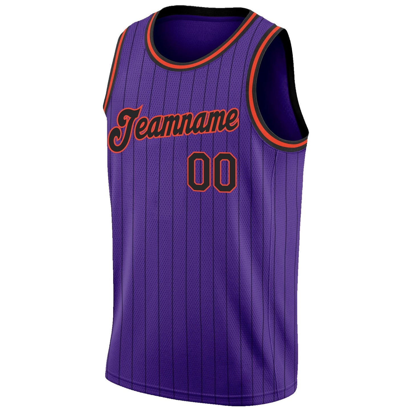 Custom Purple Black Pinstripe Black-Orange Authentic Basketball Jersey - Sky-Custom
