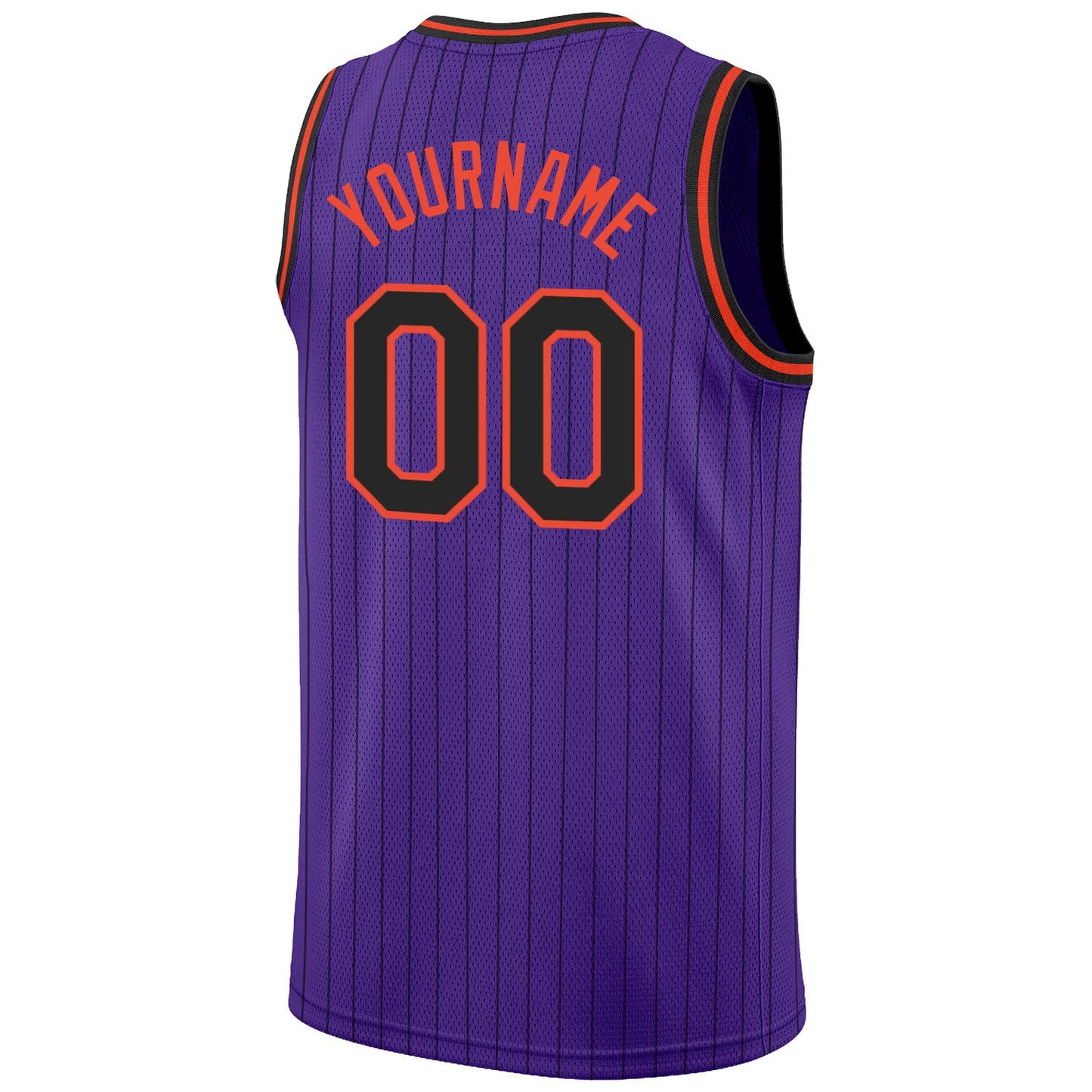 Custom Purple Black Pinstripe Black-Orange Authentic Basketball Jersey - Sky-Custom