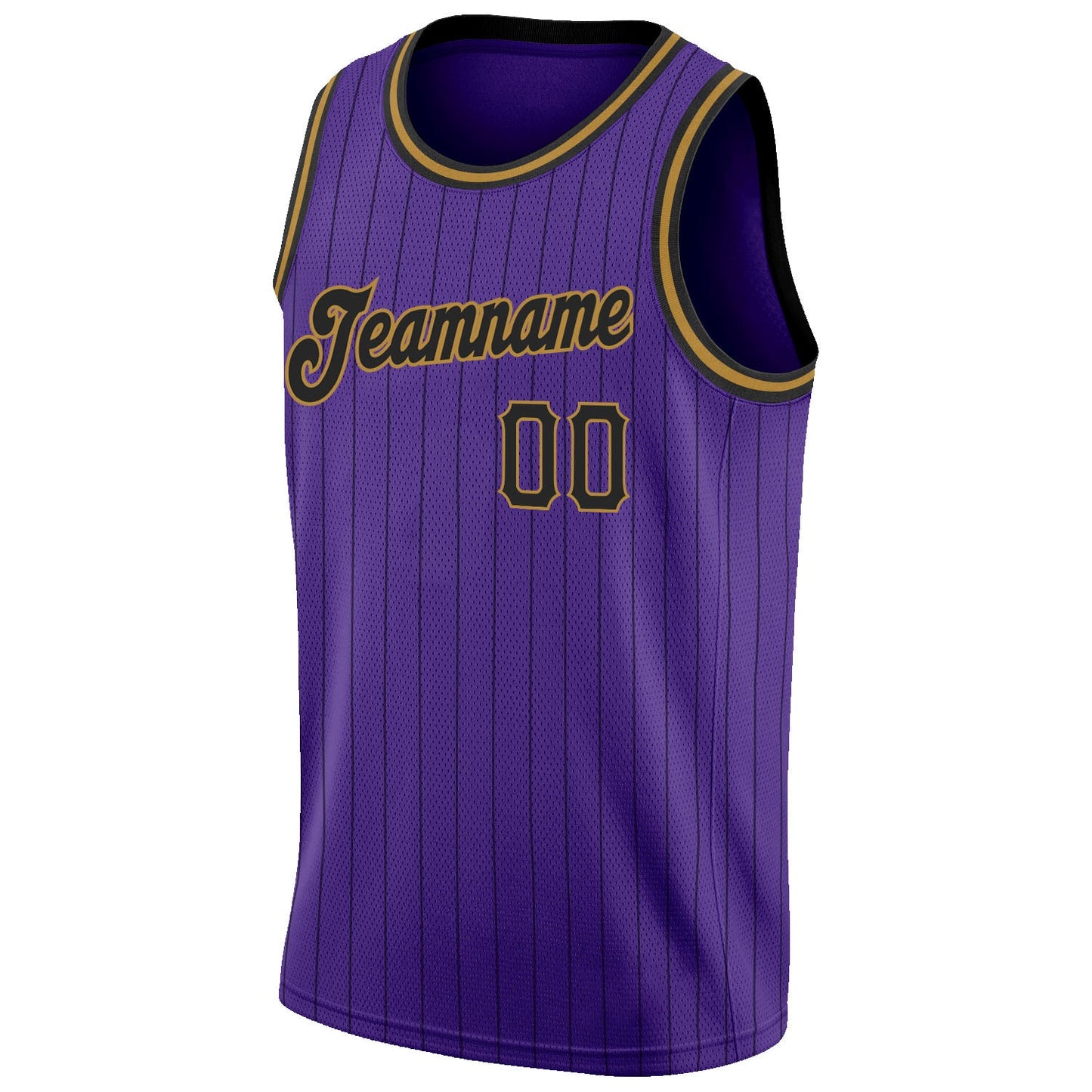 Custom Purple Black Pinstripe Black-Old Gold Authentic Basketball Jersey - Sky-Custom