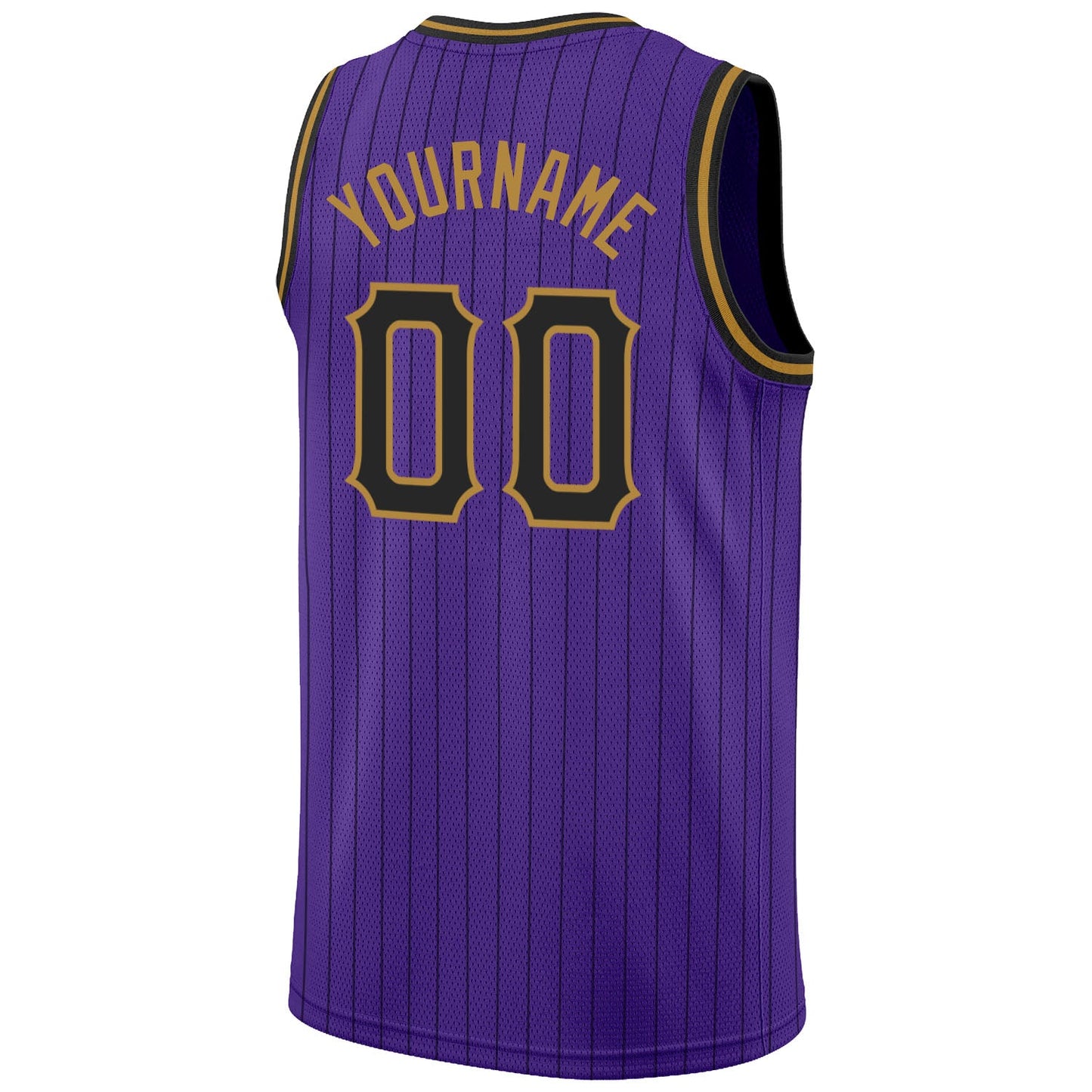 Custom Purple Black Pinstripe Black-Old Gold Authentic Basketball Jersey - Sky-Custom