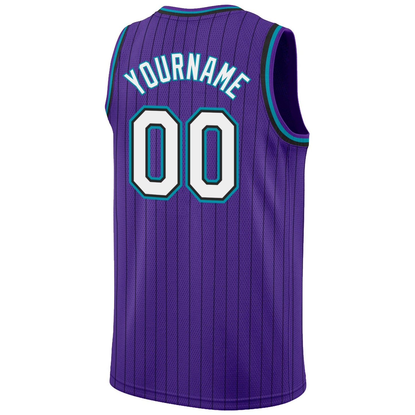 Custom Purple Black Pinstripe White-Teal Authentic Basketball Jersey - Sky-Custom