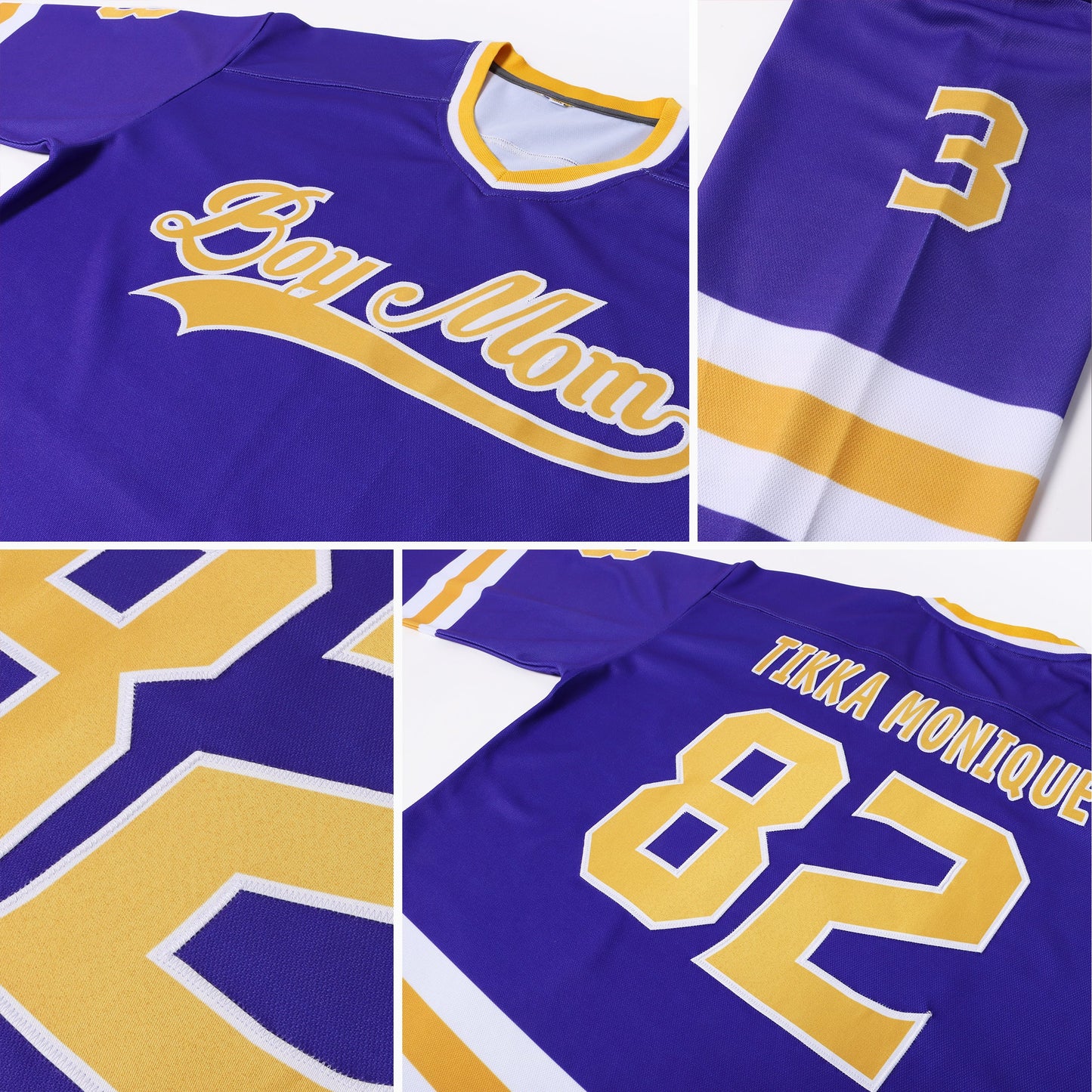 Custom Purple Gold-White Hockey Jersey - Sky-Custom