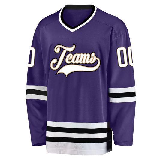 Custom Purple White-Black Hockey Jersey - Sky-Custom