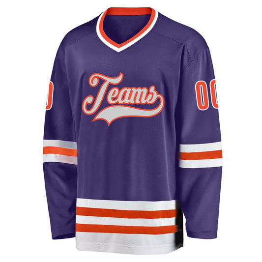 Custom Purple Orange-White Hockey Jersey - Sky-Custom