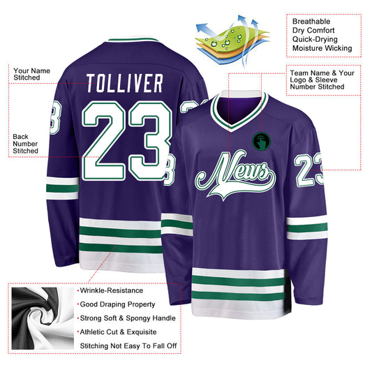 Custom Purple White-Kelly Green Hockey Jersey - Sky-Custom
