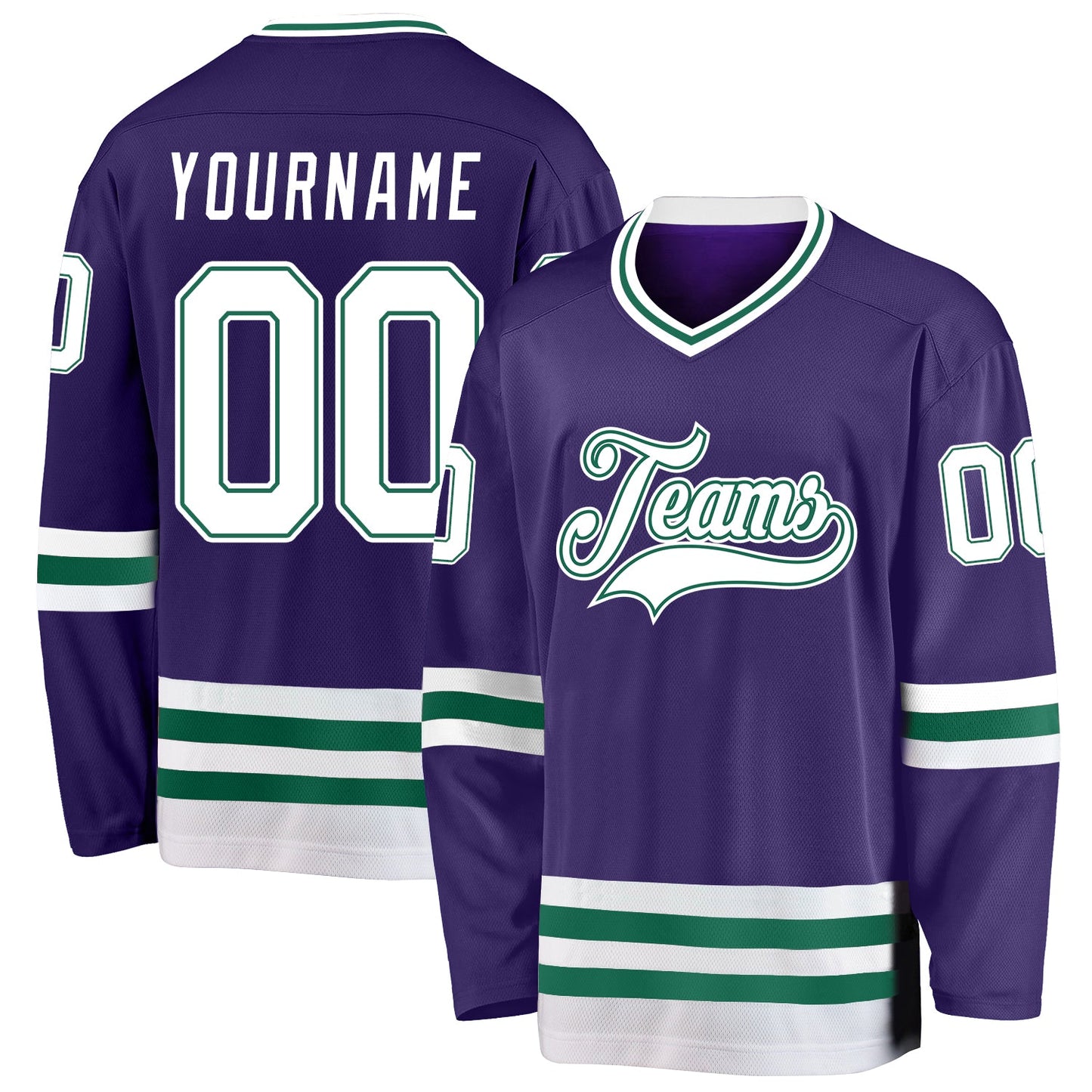 Custom Purple White-Kelly Green Hockey Jersey - Sky-Custom
