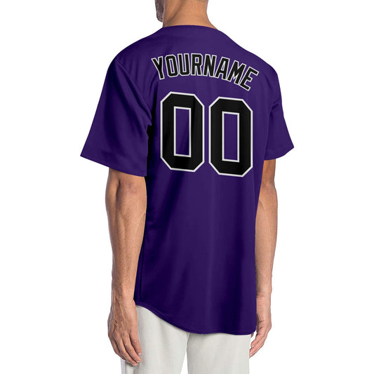 Custom Purple Black-Gray Authentic Baseball Jersey - Sky-Custom