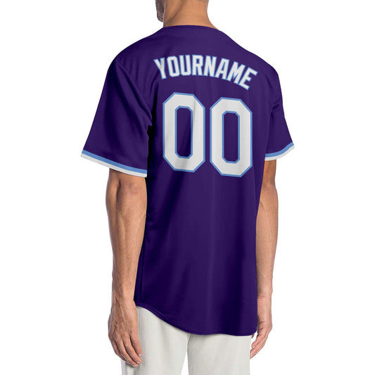 Custom Purple White-Light Blue Authentic Baseball Jersey - Sky-Custom