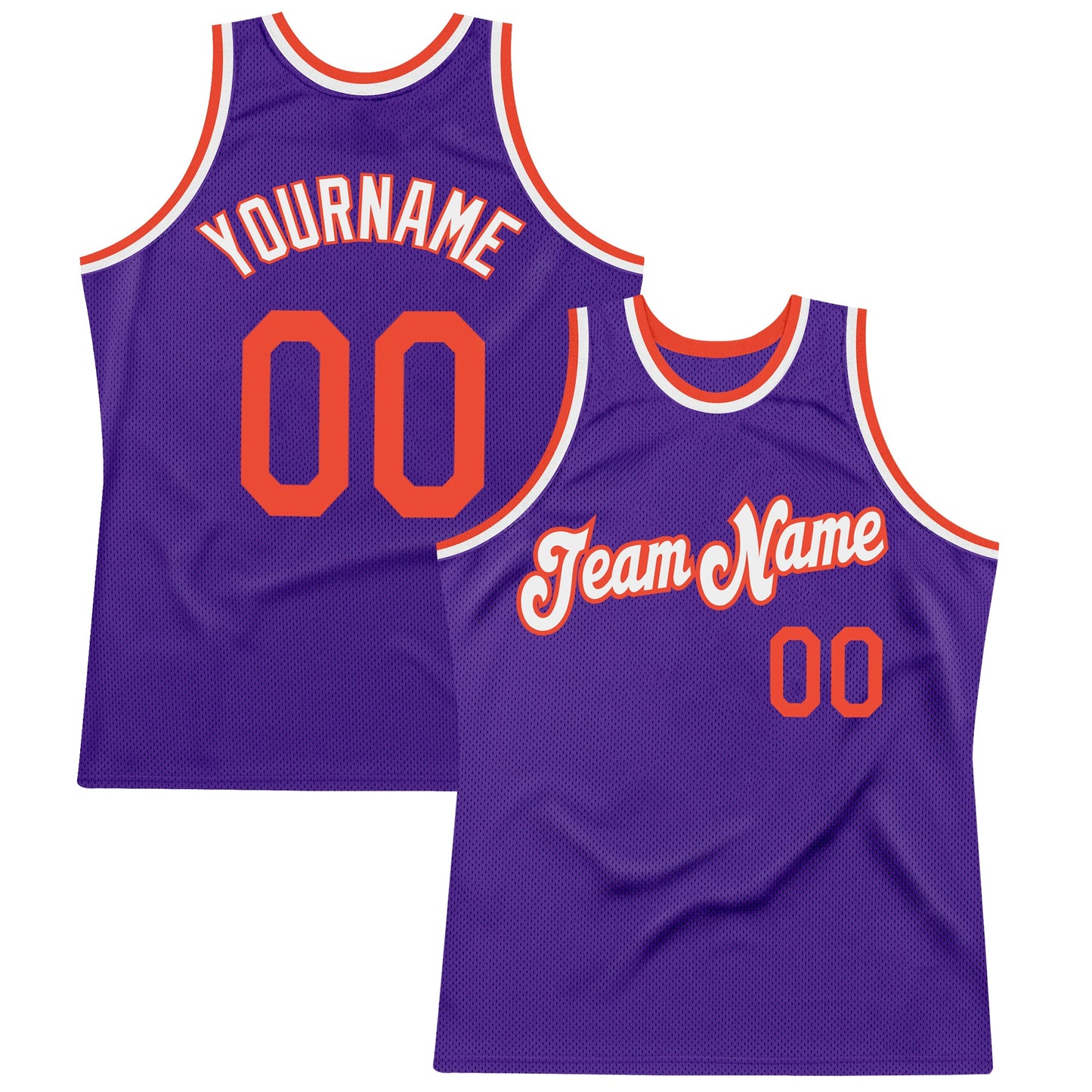 Custom Purple Orange-White Authentic Throwback Basketball Jersey - Sky-Custom