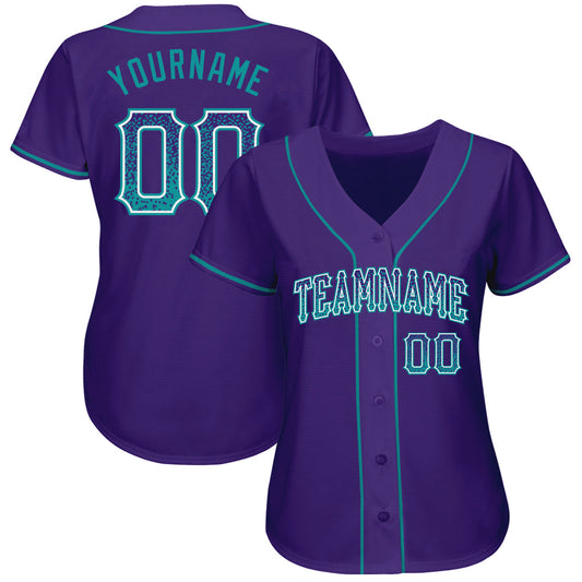 Custom Purple Teal-White Authentic Drift Fashion Baseball Jersey - Sky-Custom