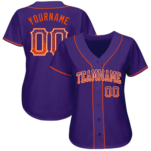 Custom Purple Orange-White Authentic Drift Fashion Baseball Jersey - Sky-Custom