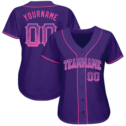 Custom Purple Pink-Light Blue Authentic Drift Fashion Baseball Jersey - Sky-Custom