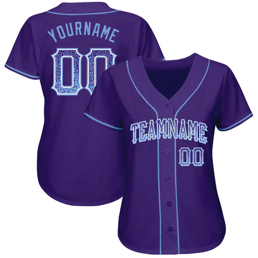 Custom Purple Light Blue-White Authentic Drift Fashion Baseball Jersey - Sky-Custom