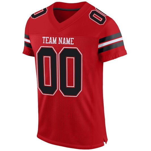 Custom Red Black-White Mesh Authentic Football Jersey - Sky-Custom