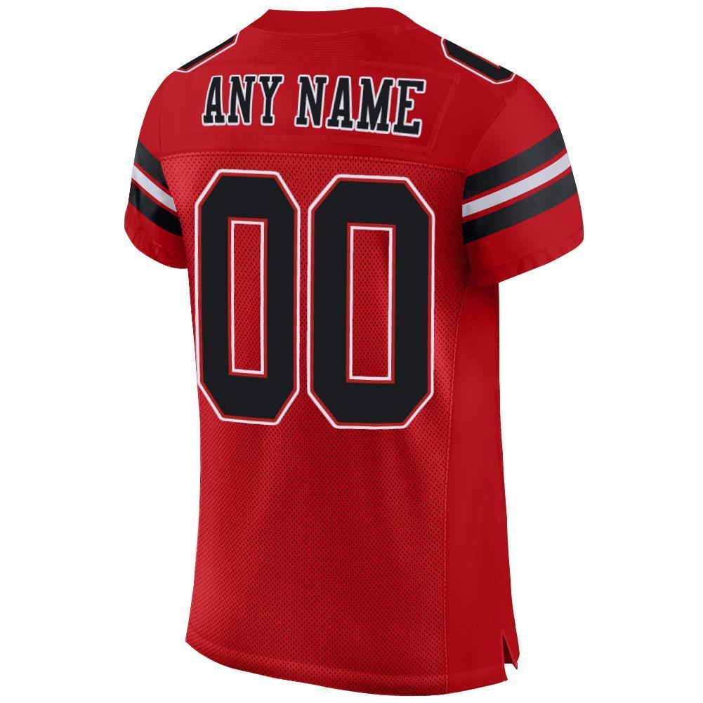 Custom Red Black-White Mesh Authentic Football Jersey - Sky-Custom