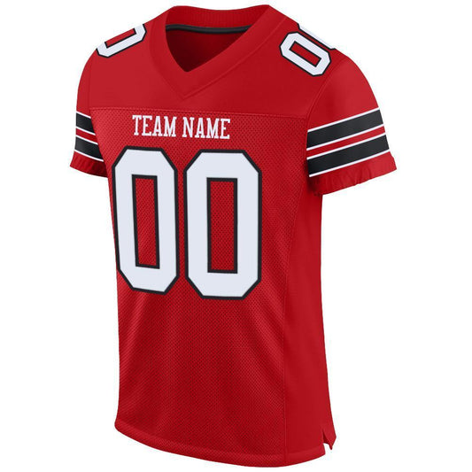 Custom Red White-Black Mesh Authentic Football Jersey - Sky-Custom