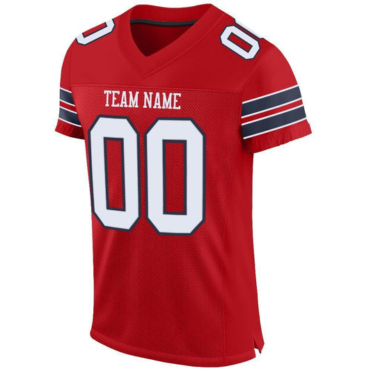 Custom Red White-Navy Mesh Authentic Football Jersey - Sky-Custom