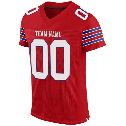 Custom Red White-Royal Mesh Authentic Football Jersey - Sky-Custom