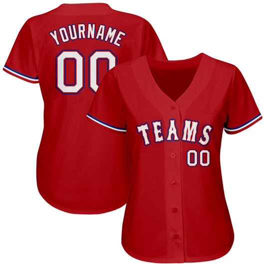 Custom Red White-Royal Authentic Baseball Jersey - Sky-Custom