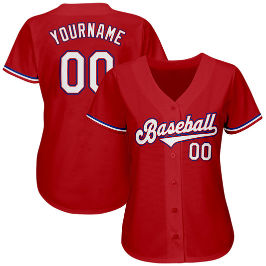 Custom Red White-Royal Authentic Baseball Jersey - Sky-Custom