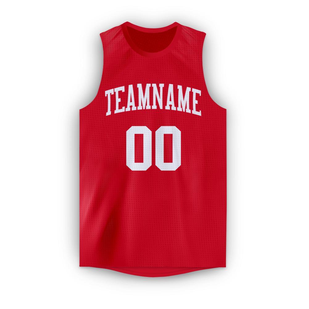Custom Red White Round Neck Basketball Jersey - Sky-Custom