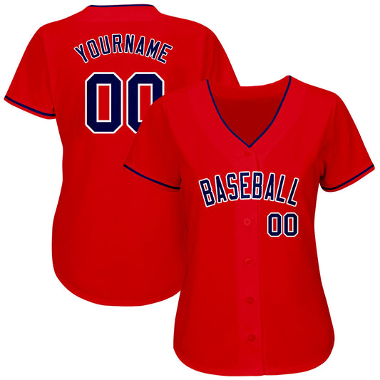 Custom Red Navy-White Authentic Baseball Jersey - Sky-Custom