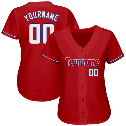 Custom Red White-Royal Authentic Baseball Jersey - Sky-Custom