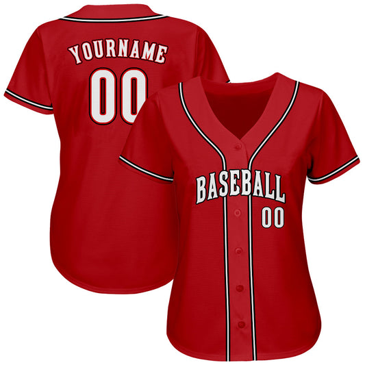 Custom Red White-Black Authentic Baseball Jersey - Sky-Custom