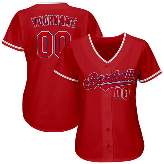 Custom Red Red-Navy Authentic Baseball Jersey - Sky-Custom