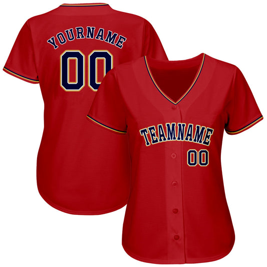 Custom Red Navy-Old Gold Authentic Baseball Jersey - Sky-Custom