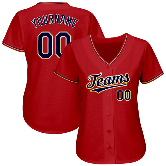 Custom Red Navy-Old Gold Authentic Baseball Jersey - Sky-Custom