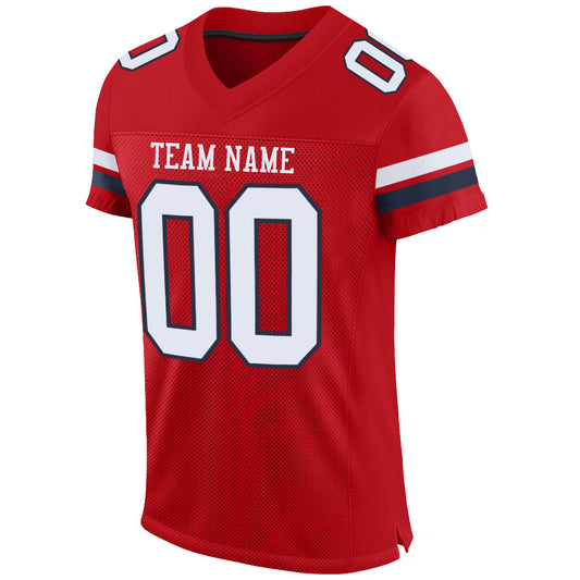 Custom Red White-Navy Mesh Authentic Football Jersey - Sky-Custom