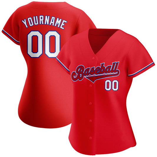 Custom Red White-Royal Authentic Baseball Jersey - Sky-Custom