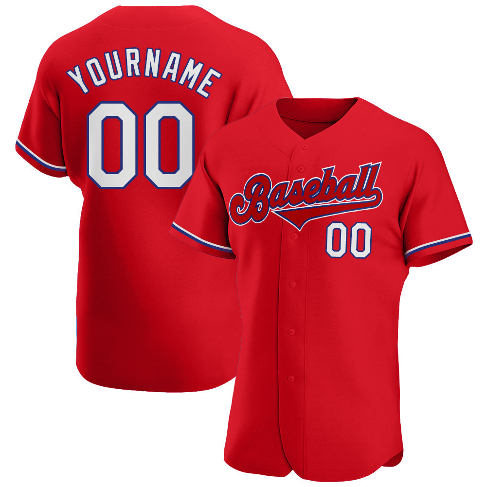 Custom Red White-Royal Authentic Baseball Jersey - Sky-Custom