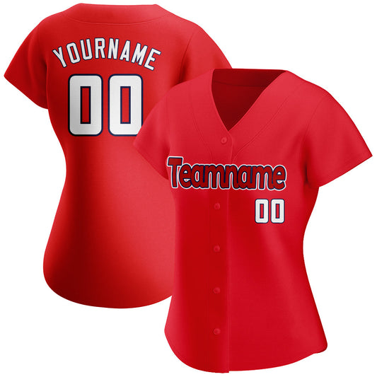 Custom Red White-Navy Authentic Baseball Jersey - Sky-Custom
