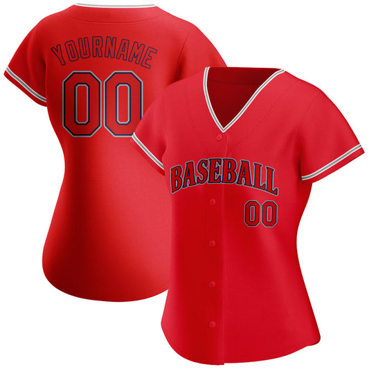 Custom Red Red-Navy Authentic Baseball Jersey - Sky-Custom