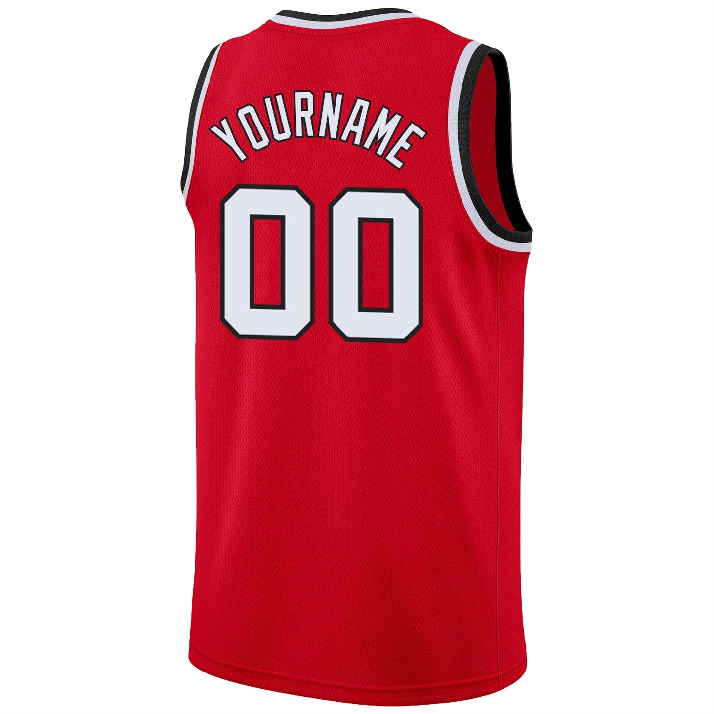 Custom Red White-Black Round Neck Rib-Knit Basketball Jersey - Sky-Custom