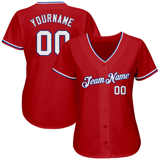 Custom Red White-Royal Authentic Baseball Jersey - Sky-Custom
