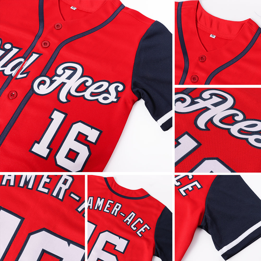 Custom Red White-Navy Authentic Two Tone Baseball Jersey - Sky-Custom