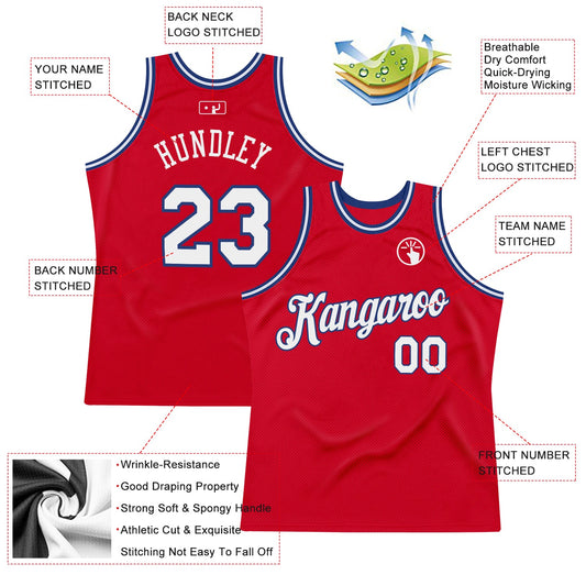 Custom Red White-Royal Authentic Throwback Basketball Jersey - Sky-Custom