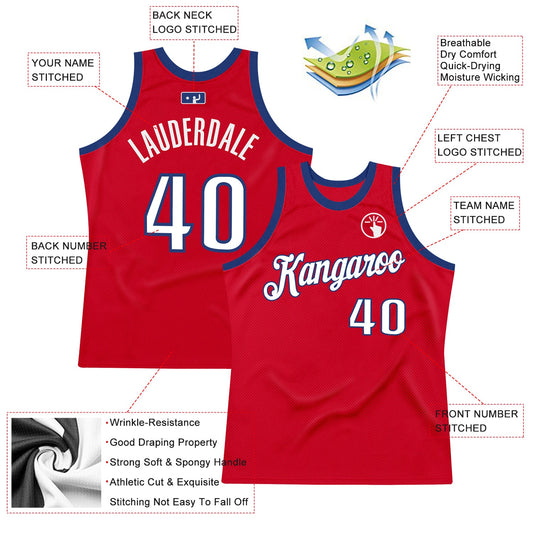 Custom Red White-Royal Authentic Throwback Basketball Jersey - Sky-Custom