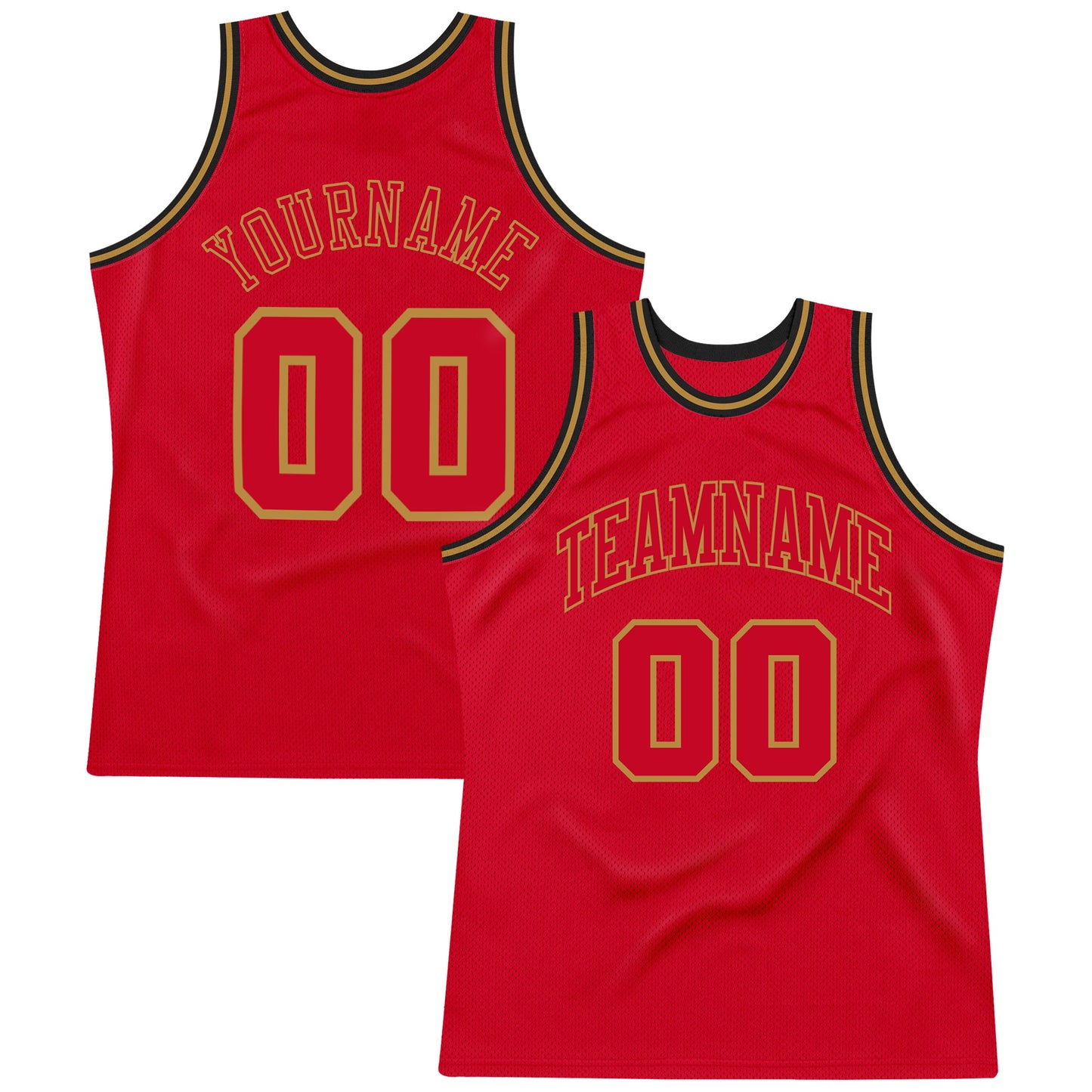 Custom Red Red-Old Gold Authentic Throwback Basketball Jersey - Sky-Custom