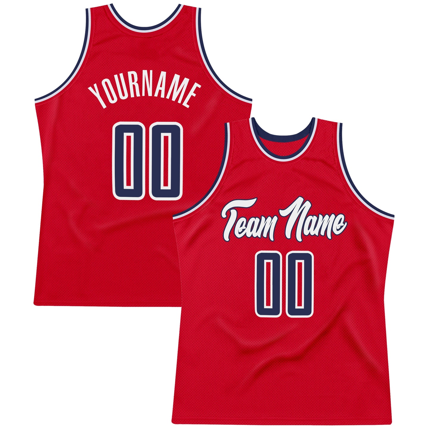Custom Red Navy-White Authentic Throwback Basketball Jersey - Sky-Custom