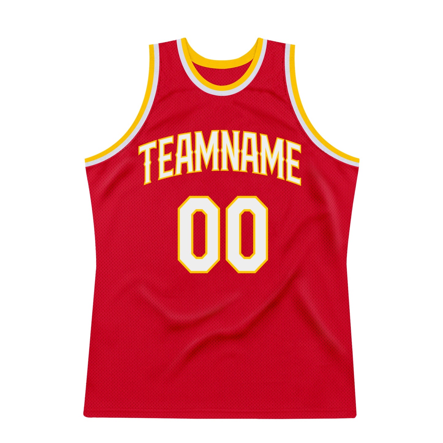 Custom Red White-Gold Authentic Throwback Basketball Jersey - Sky-Custom